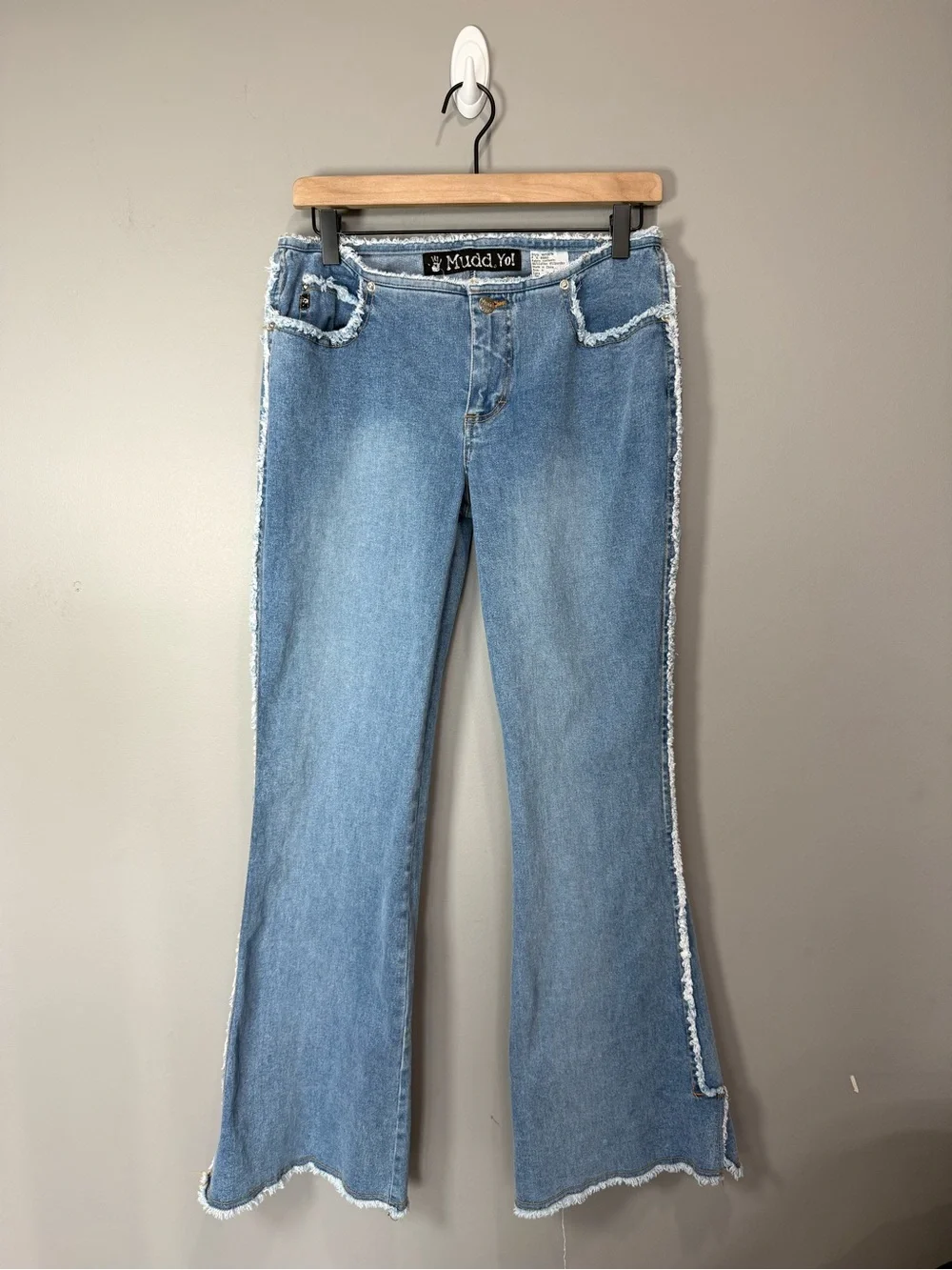 Vintage Y2K Mudd Yo! Raw Edge Flare Jeans Low Rise Size 11 - Picture 1 of 8